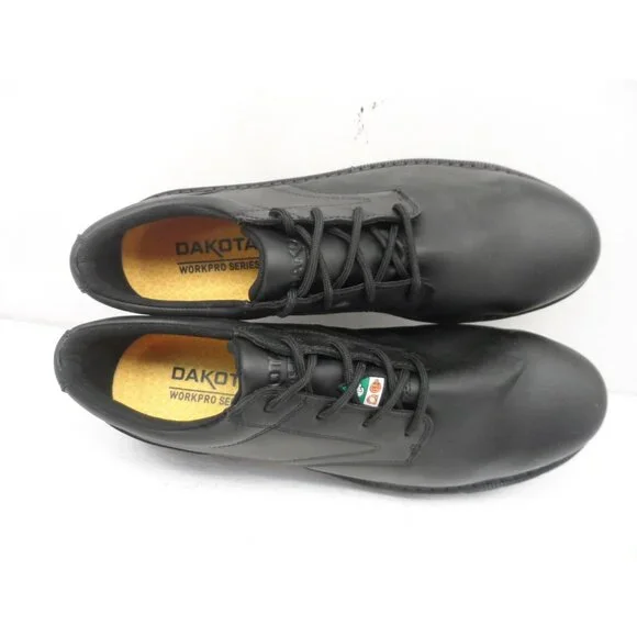 Dakota Men's Lace-Up Steel Toe Sport Oxford Shoes 3023 Black Leather Size 10.5M